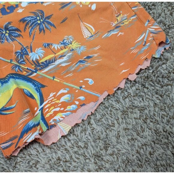 Vintage Polo Ralph Lauren Shorts Mens 36 Orange AOP Tropical Cut Off Chino READ - Picture 3 of 8
